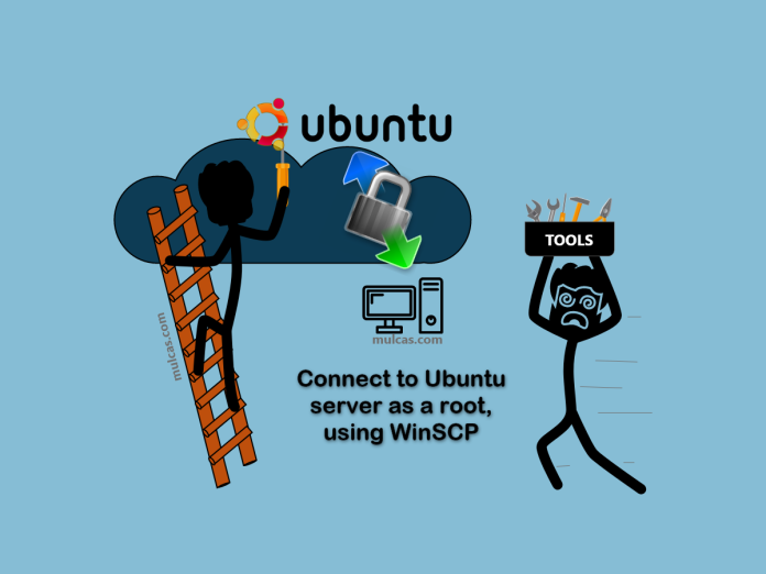 Connect to an Ubuntu server as a root, using WinSCP